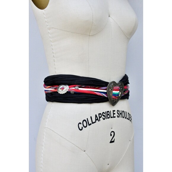 Ginnie Johansen Designs Dallas Belt - Made in USA Rare Black & Metal Heart - Picture 5 of 10